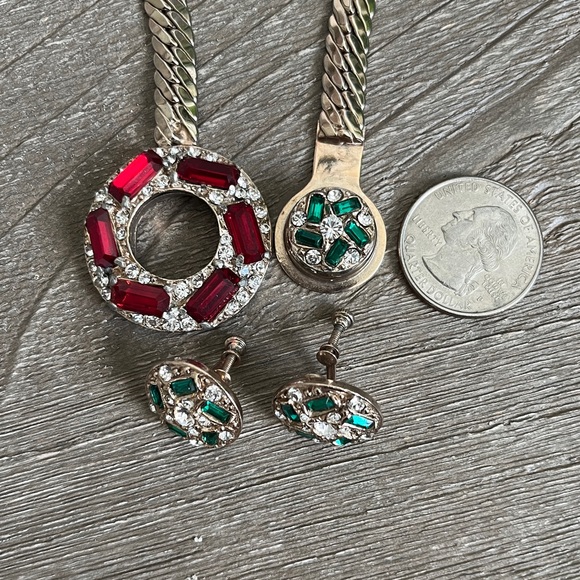 RARE Vintage 1940’s necklace & earrings MINT Estate Jewelry HIGH END - Picture 12 of 13